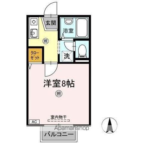 レジデンス高柳A棟(1K/2階)の間取り写真