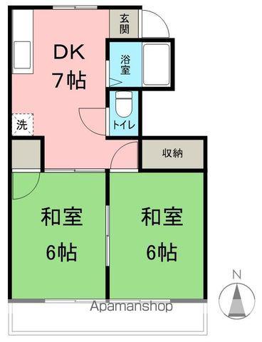 ハイツフルタ(2DK/2階)の間取り写真