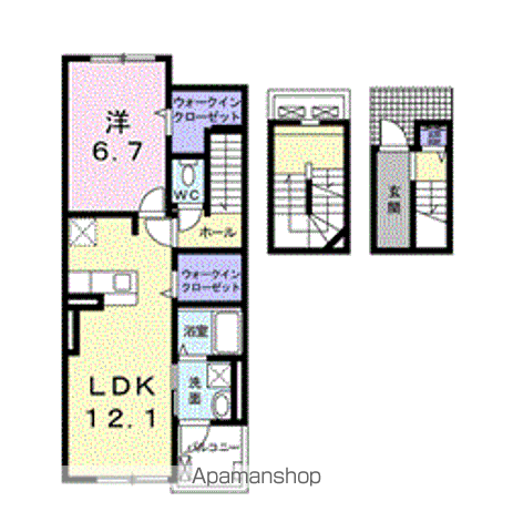 アンソレイエⅤ(1LDK/3階)の間取り写真