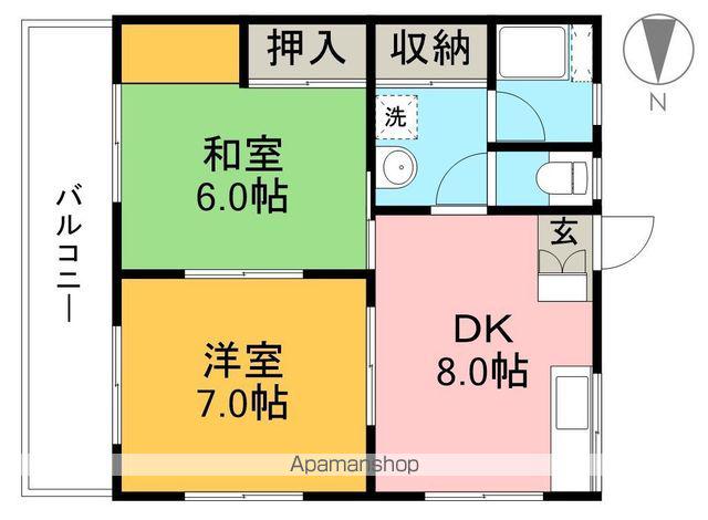 リバーサイドコーポ(2DK/4階)の間取り写真