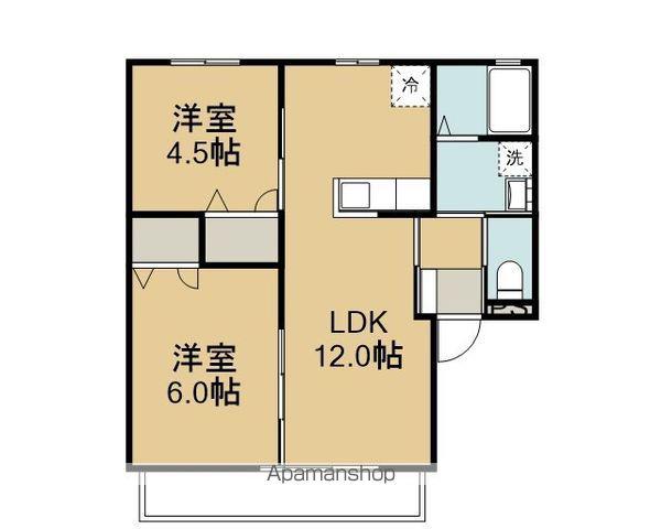 ディアクロス(2LDK/1階)の間取り写真