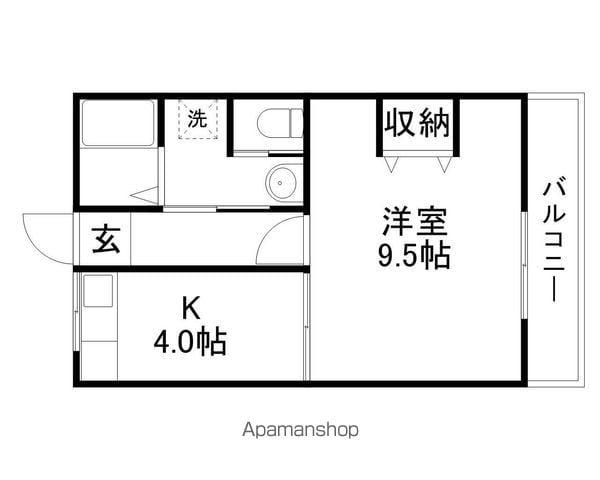 WISH真野(1K/2階)の間取り写真