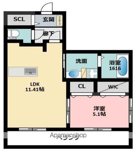 SELENE(1LDK/1階)の間取り写真