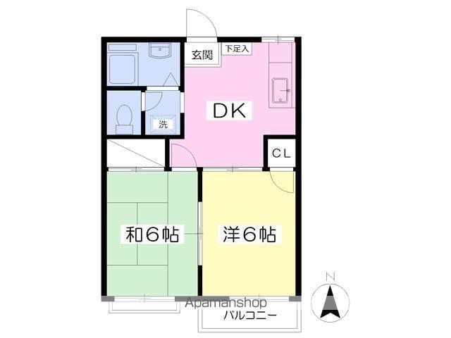 メゾン ド アントルメ(2DK/2階)の間取り写真