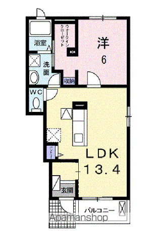 カシーヌ ショコラⅢ(1LDK/1階)の間取り写真