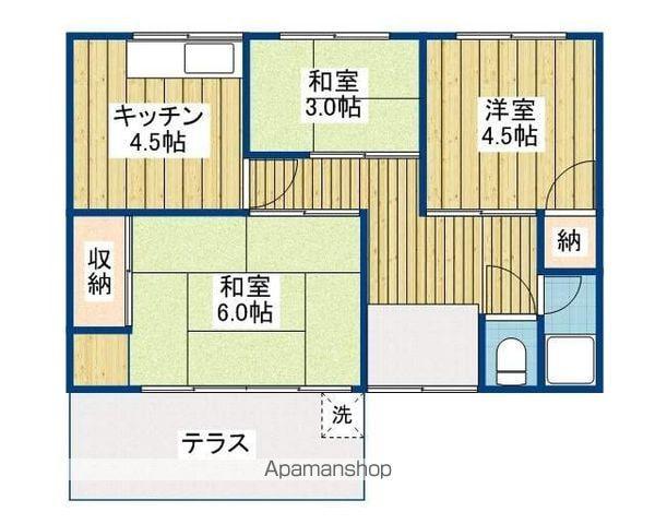 伊予鉄道環状線 萱町6丁目駅 徒歩4分 1階建 築59年(3DK)の間取り写真