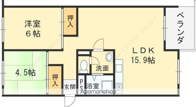 芦屋浜高層若葉2号棟(2LDK/14階)の間取り写真