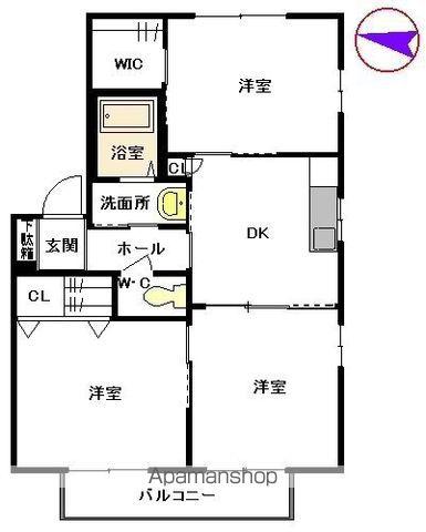 リープスターオルト A棟(3K/2階)の間取り写真