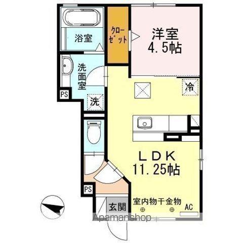 ヴィレッジパイン(1LDK/1階)の間取り写真