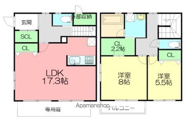 ガーデンヒルズ湘南台E棟(2LDK)の間取り写真