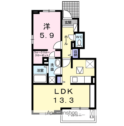 ハイマートライツⅠ(1LDK/1階)の間取り写真