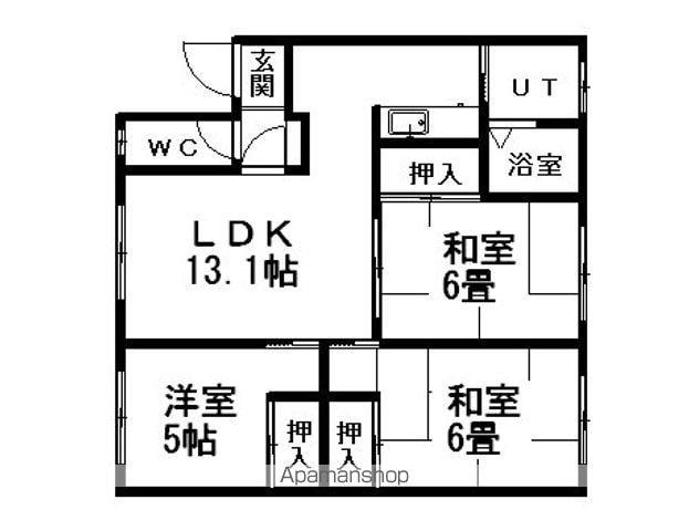 マルイマンション(3DK/1階)の間取り写真
