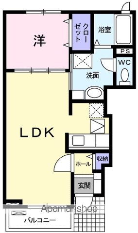 プレジオスE(1LDK/1階)の間取り写真