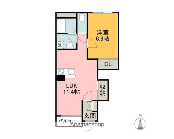 ハーモニーB(1LDK/1階)の間取り写真