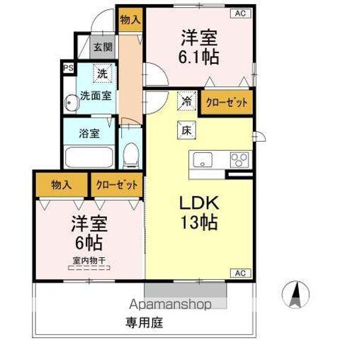 プランドール安岡IV(2LDK/1階)の間取り写真