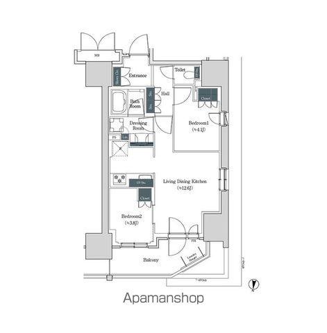 ブルックサイドレジデンス木場(2LDK/14階)の間取り写真