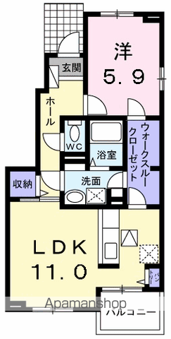 アルバ・グランデ Ⅰ(1LDK/1階)の間取り写真