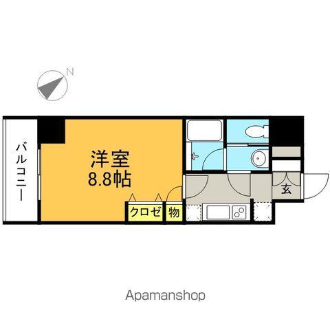 ドミール西新(1K/3階)の間取り写真