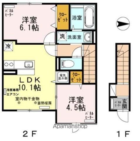 グランドールKRⅠ(2LDK/2階)の間取り写真