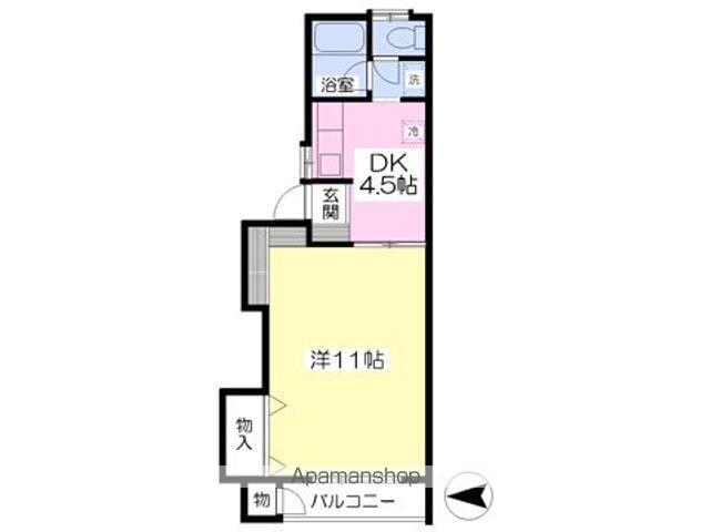 ラテールB(1K/1階)の間取り写真