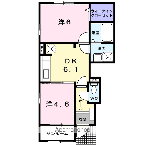 サンリットビュー・コヤマⅠ(2DK/1階)の間取り写真