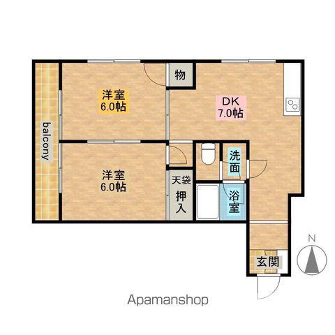 宮山ハイツ(2DK/1階)の間取り写真