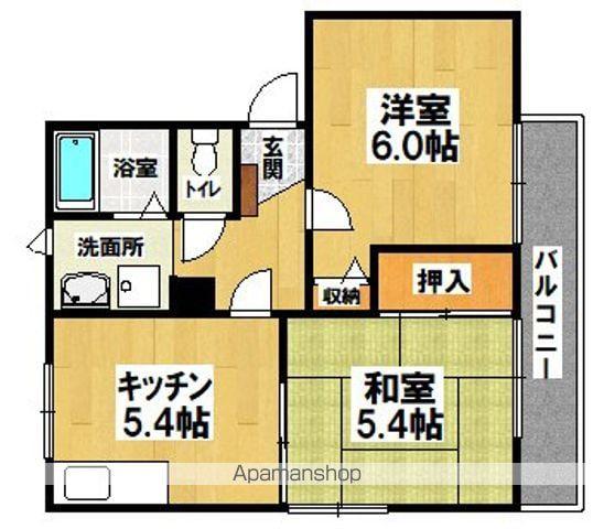 アパートシモン(2K/1階)の間取り写真