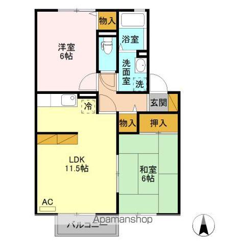 VIACLIFF AB(2LDK/2階)の間取り写真