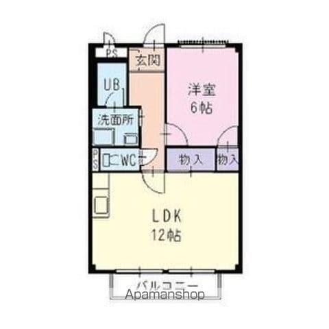 サンセール下小沢(1LDK/1階)の間取り写真