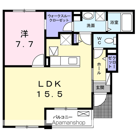 ドリーム・シャトーK・Ⅲ(1LDK/1階)の間取り写真
