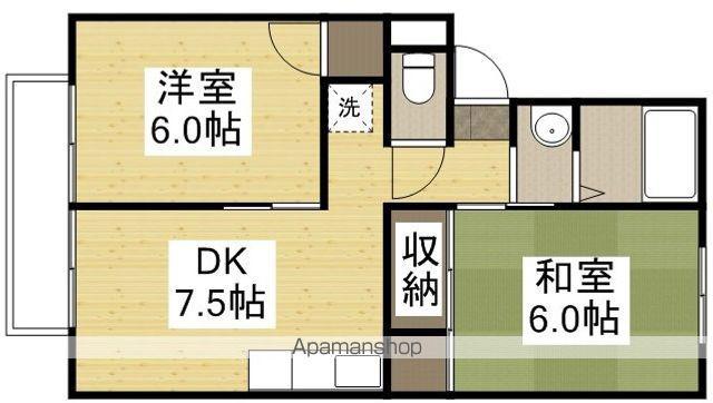 ベルホワイトK(2DK/1階)の間取り写真