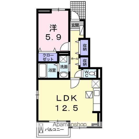 ヌーベル オーブ(1LDK/1階)の間取り写真