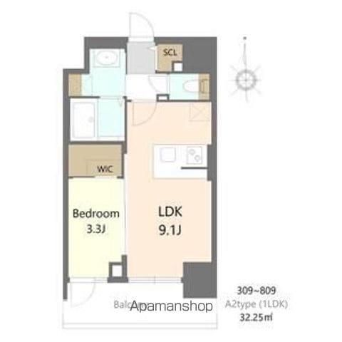 S-RESIDENCE松屋町ASENCE(1LDK/7階)の間取り写真