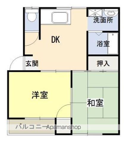 エンゼルハイツ宮原(2DK/2階)の間取り写真