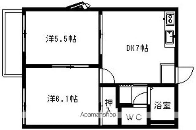 クレスト古久根(2DK/2階)の間取り写真
