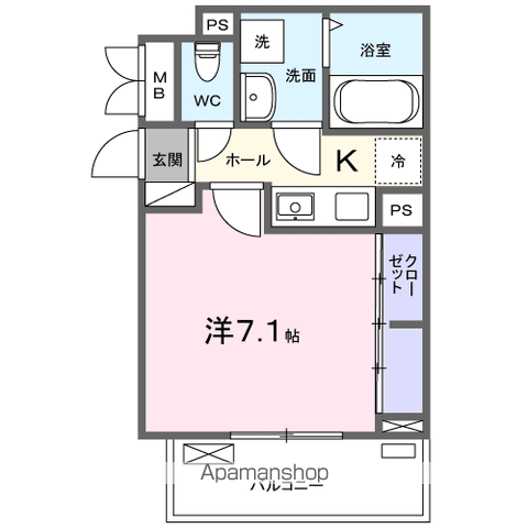 ヒカルサ熊谷曙町(1K/3階)の間取り写真