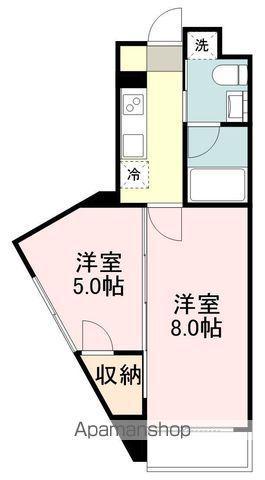 ヴィラマール河原町(1K/2階)の間取り写真