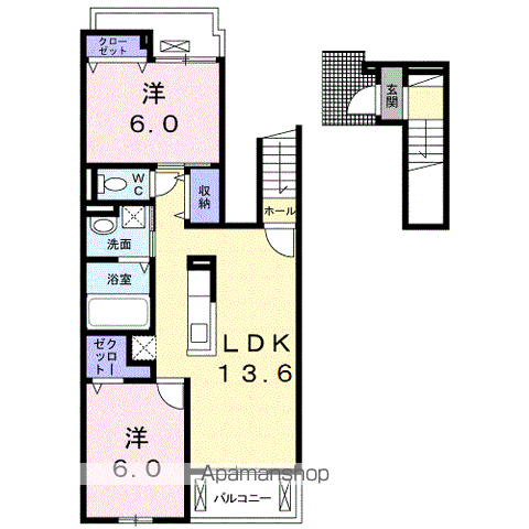 ハッピースマイルⅡ(2LDK/2階)の間取り写真