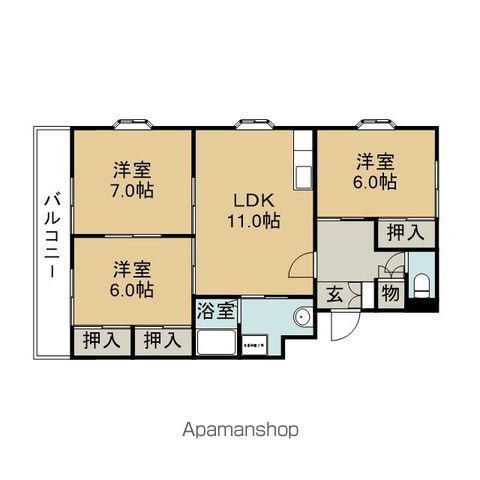 パークサイド・カワセ(3LDK/3階)の間取り写真