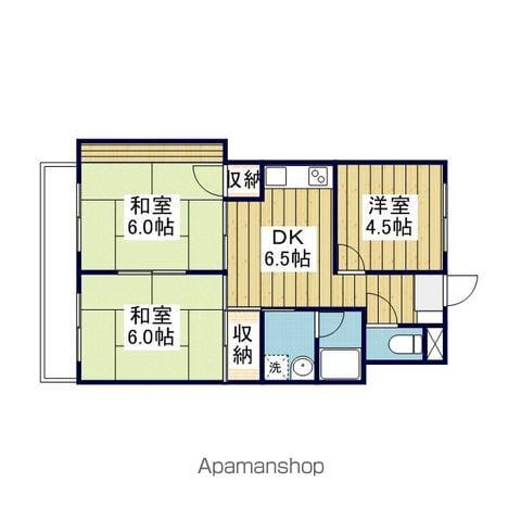 徳和マンション(3DK/4階)の間取り写真