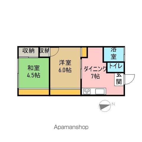 中央町コーポ(2DK/2階)の間取り写真