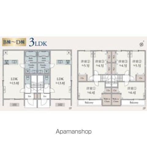 SUD REGIONE台町(3LDK/1階)の間取り写真