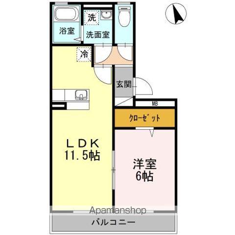 リーベ B棟(1LDK/3階)の間取り写真