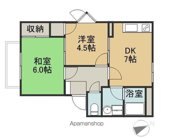 フレグランス中松A(2DK/2階)の間取り写真