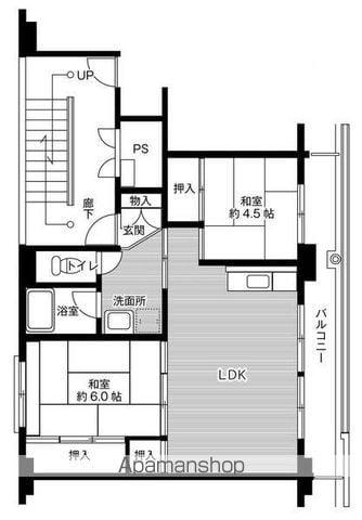 ビレッジハウスなかのめ1号棟(2LDK/2階)の間取り写真