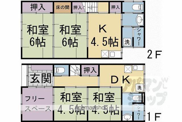 京福北野線 北野白梅町駅 徒歩13分 2階建 築65年(4SDK)の間取り写真