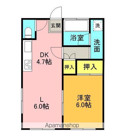 ホワイトマンション(2DK/1階)の間取り写真