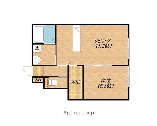 エトワール下坂浜A(1LDK/1階)の間取り写真