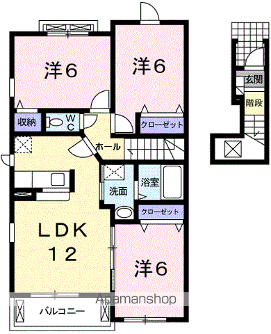 アーリーシャットC(3LDK/2階)の間取り写真