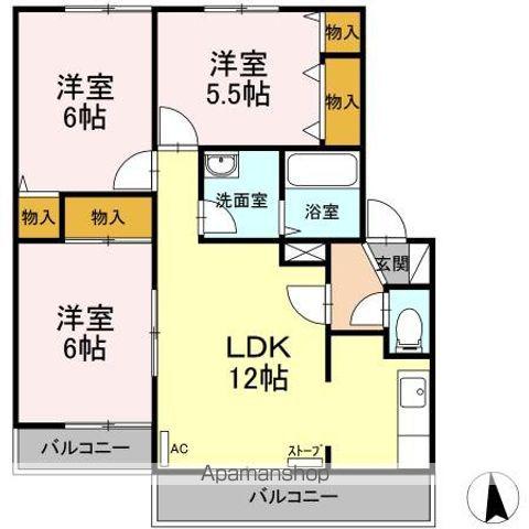 ハイセレールセレッソB(3LDK/2階)の間取り写真